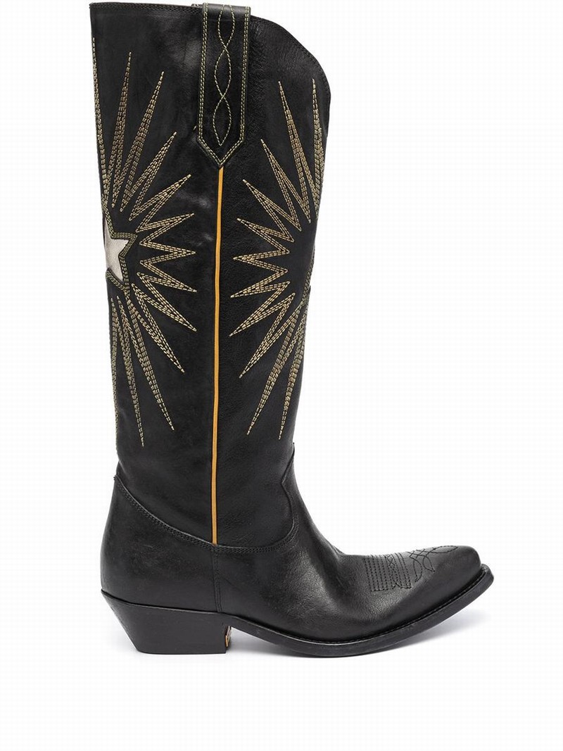 Wish Star Black Leather Boots