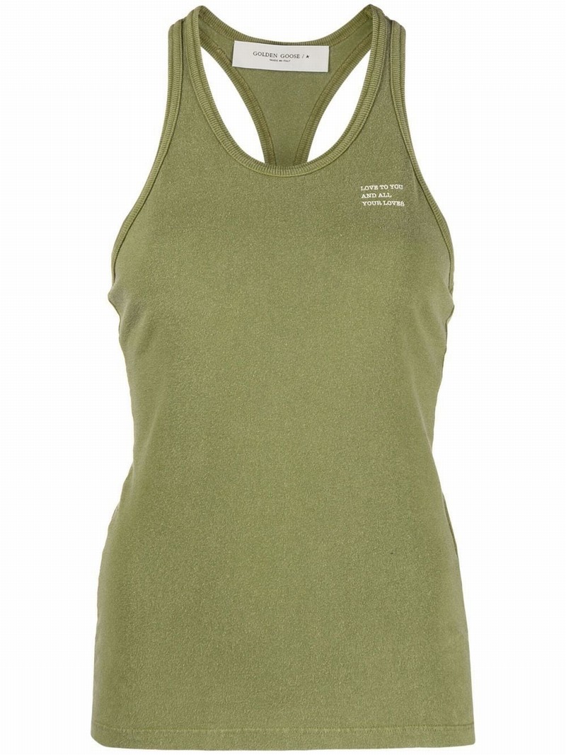 Elide Slogan-print Tank Top In Green