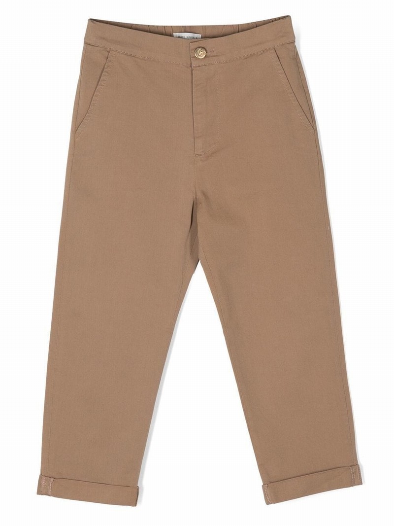 Stretch Cotton Twill Chino Pants In Beige