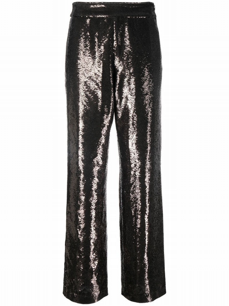 Wide-leg Sequin-embellished Trousers In Grey