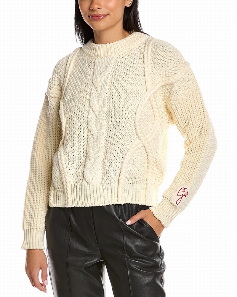 Braided Motif Wool Sweater In Natural