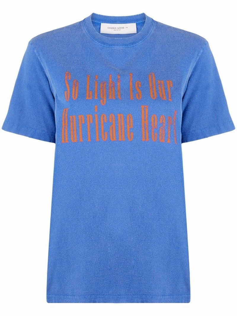 Slogan-print Cotton T-shirt In Blue