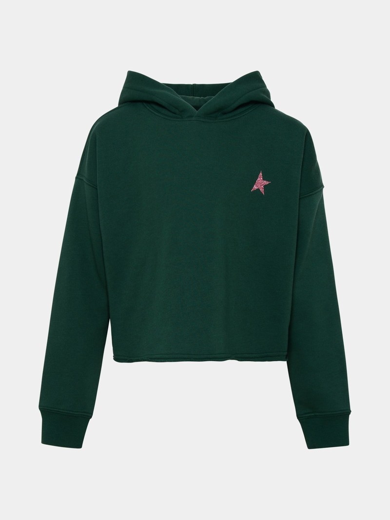 Green Cotton Blend Hoodie