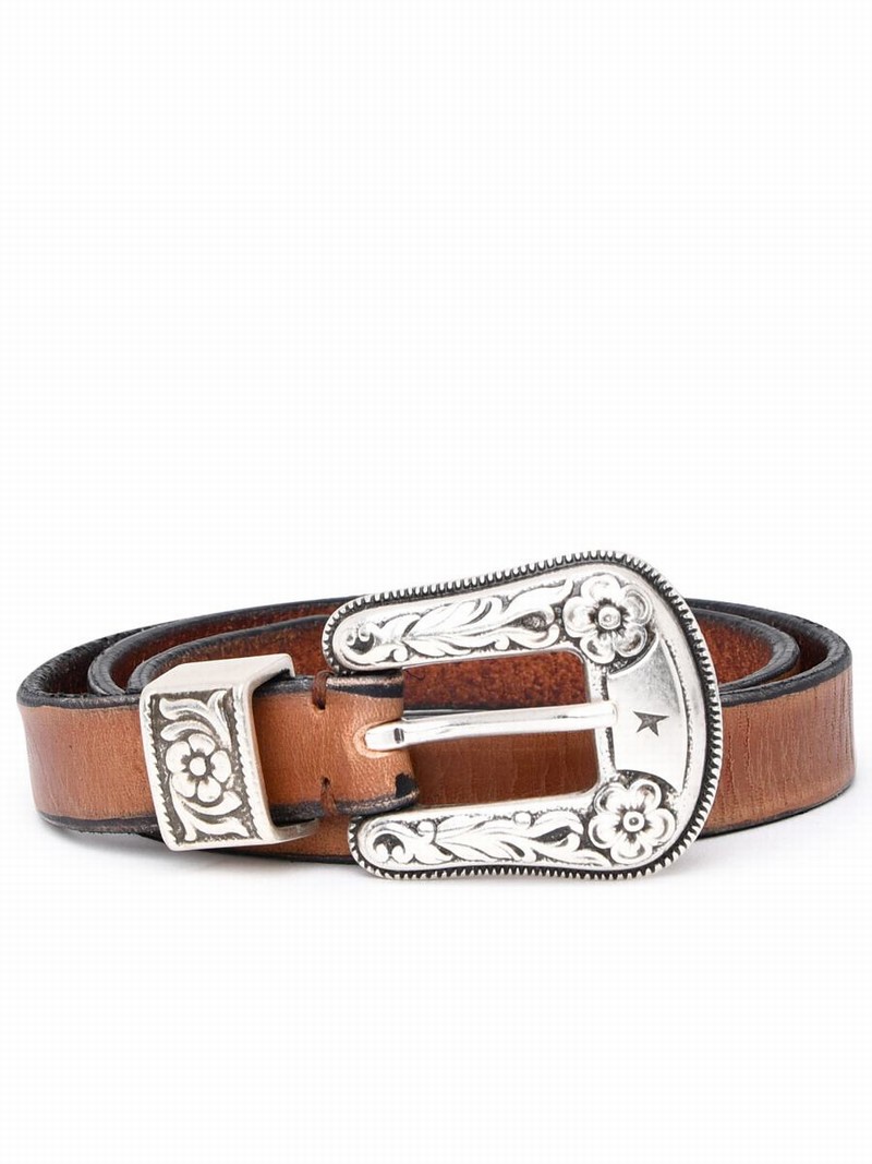 Hip Lace Leather Belt In Brown