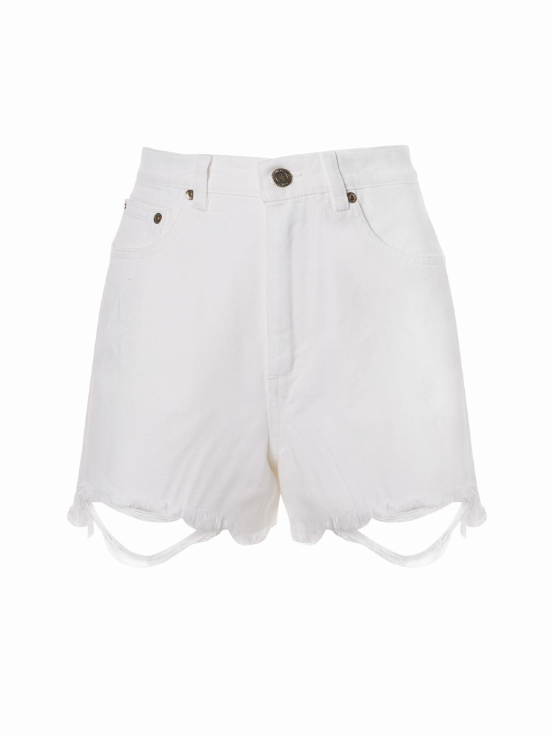 Shorts With Rips In Offwhite