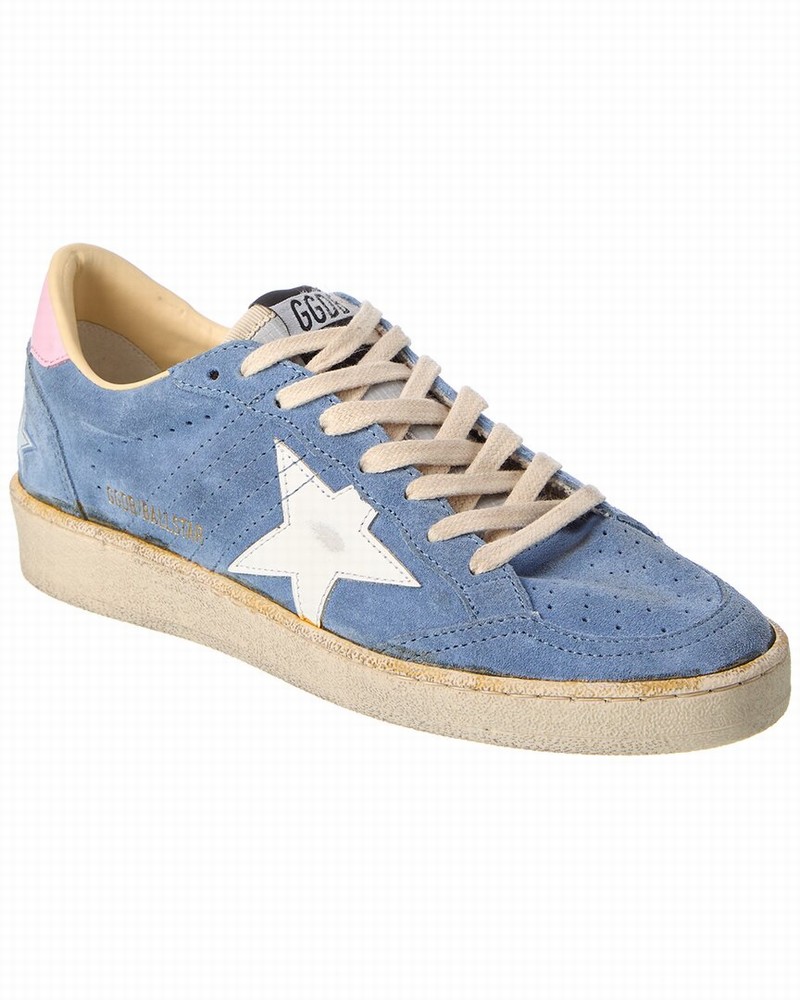 Ball Star Sneakers In Cyan Suede In Blue