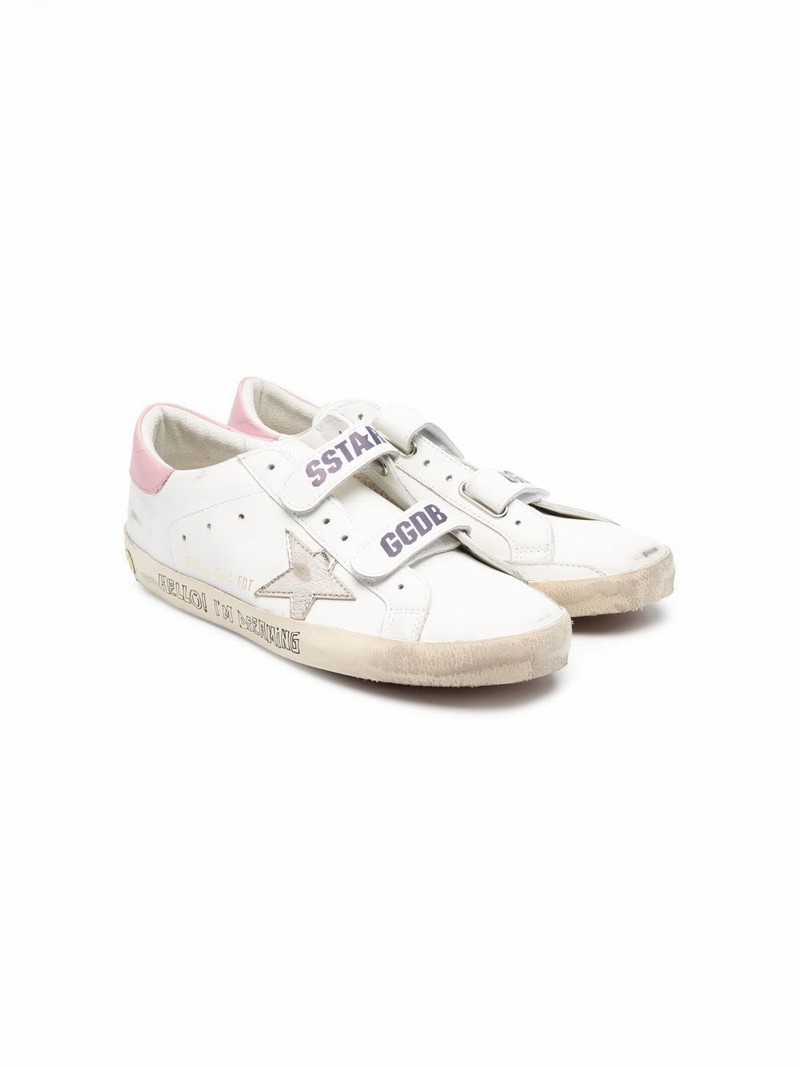 Kids' Old School Touch-strap Sneakers In White