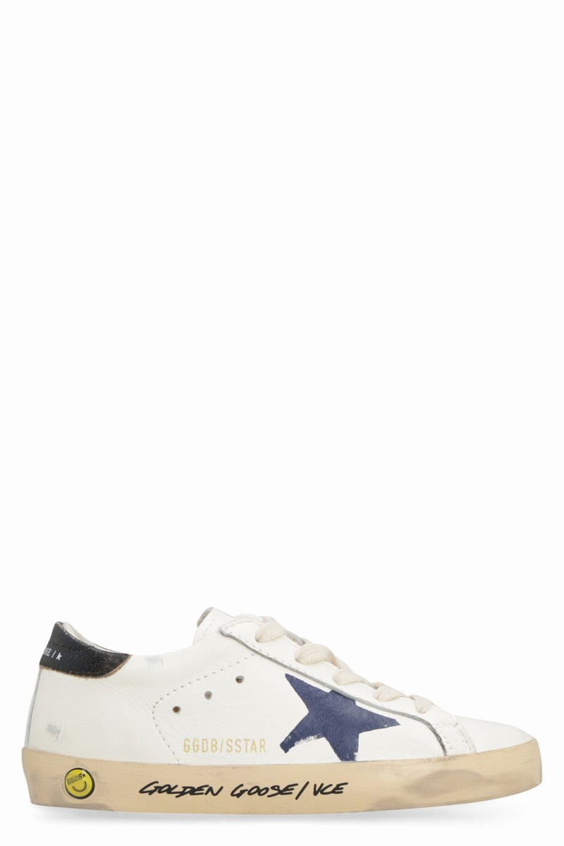 Kids' Super-star Leather Sneakers In White