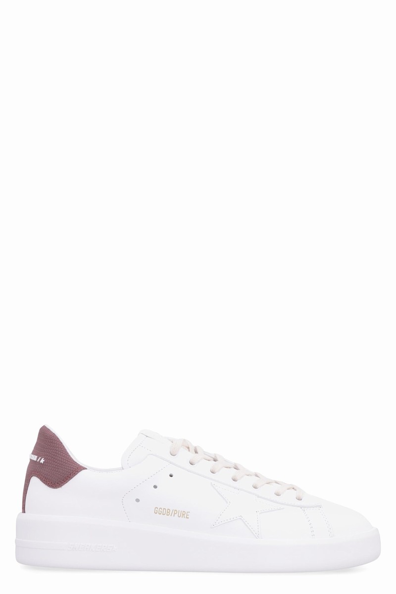 Pure New Leather Low-top Sneakers In White/bordeaux