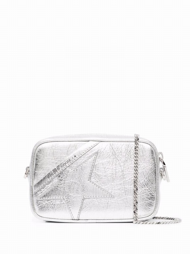 Star Metallic Leather Mini-bag In Silver