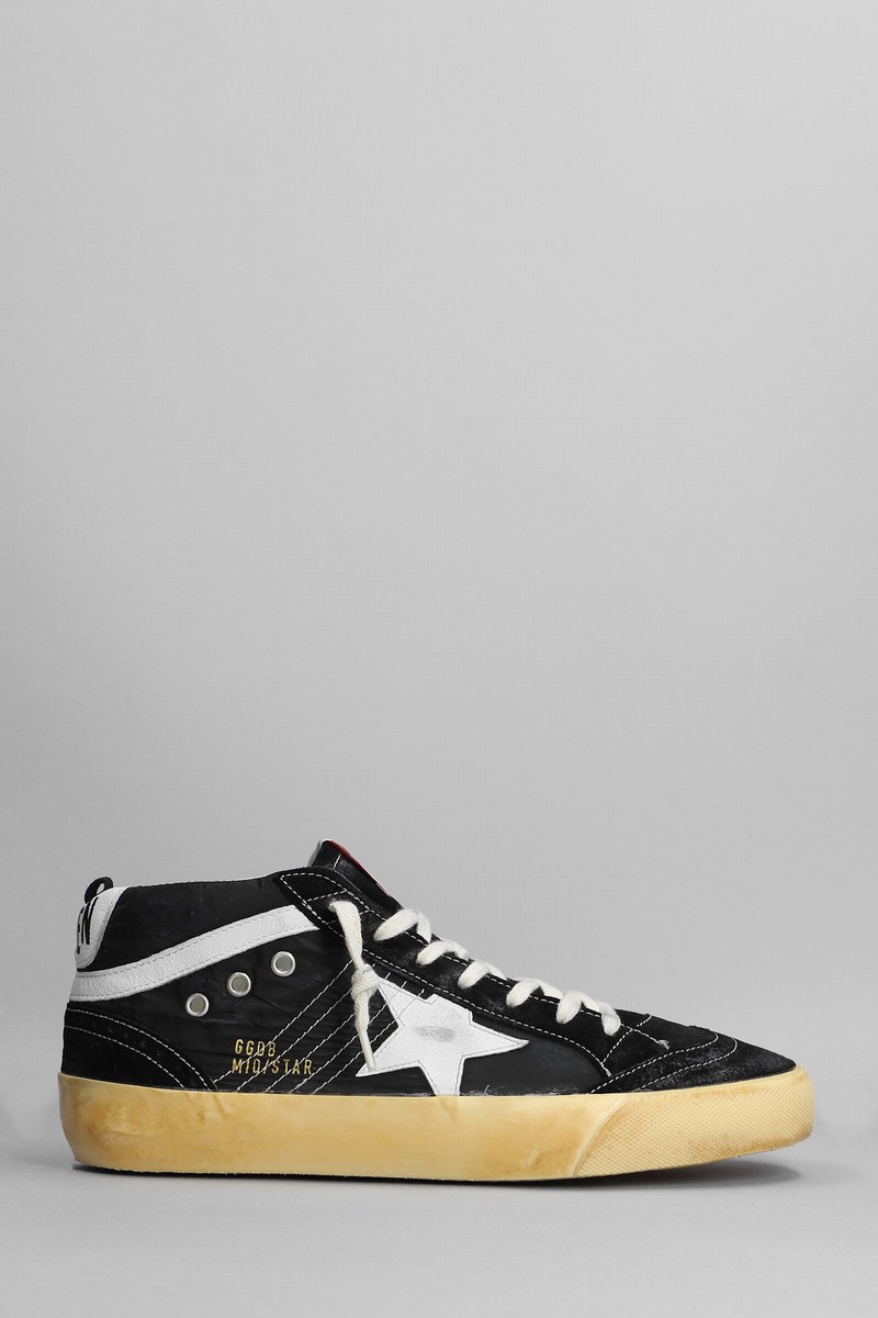 Mid Star Sneakers In Black Nylon