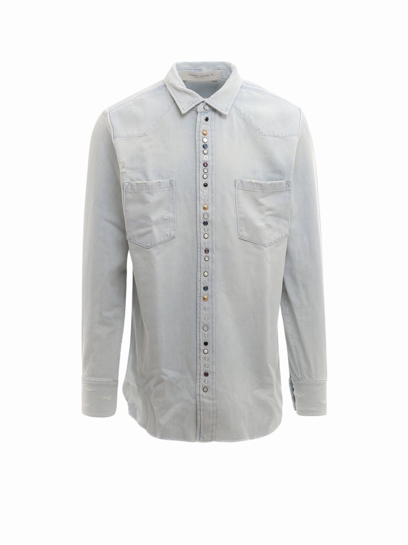 Regular Bleached Shirt In Light Blue