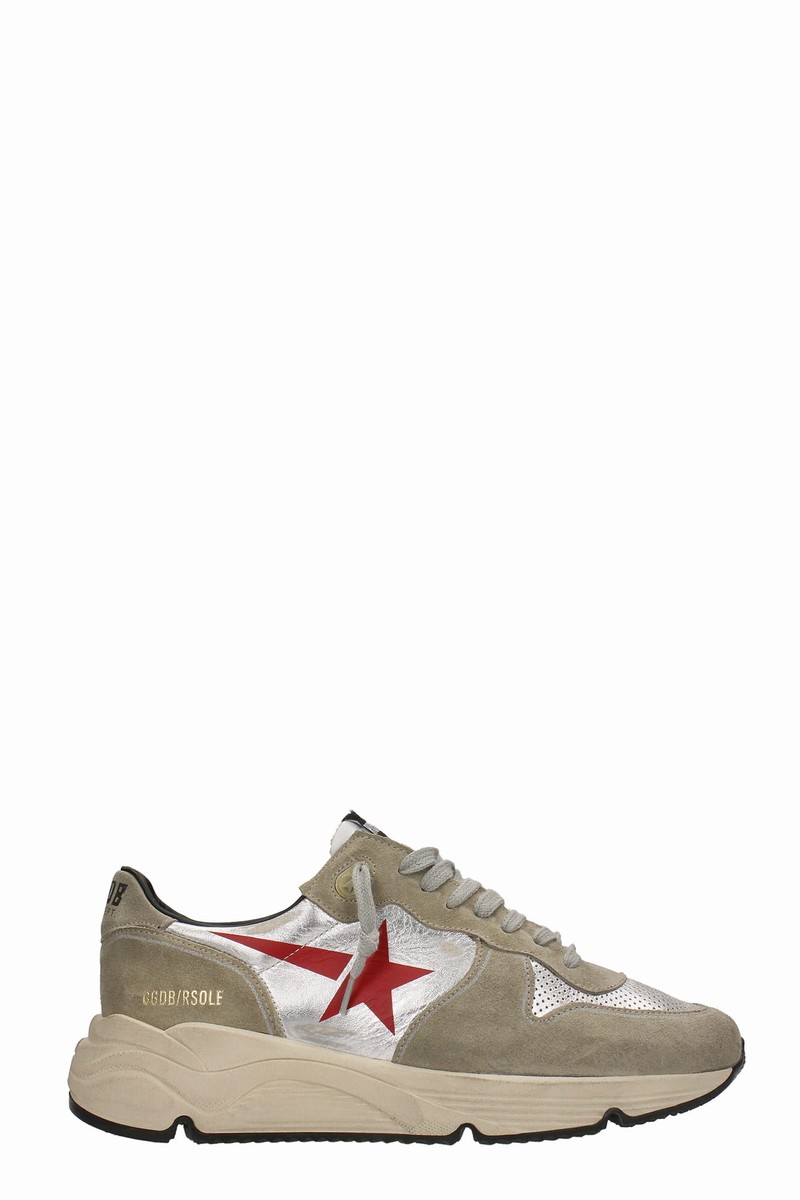 Running Sneakers In Silver Suede And Fabric