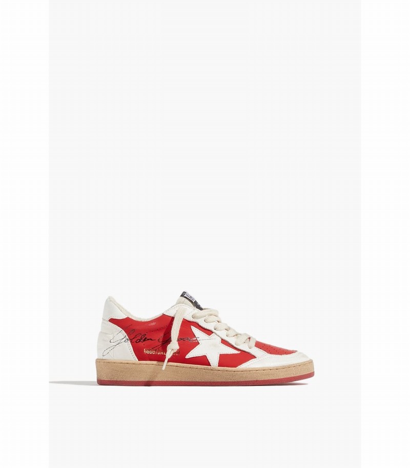 Ballstar Matt Leather Sneaker In Red/cream