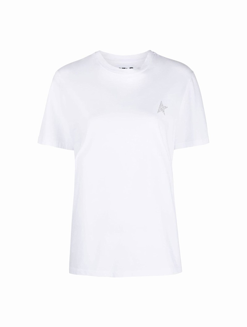 Star W`s Regular T-shirt /small Star/ Glitter In White Silver