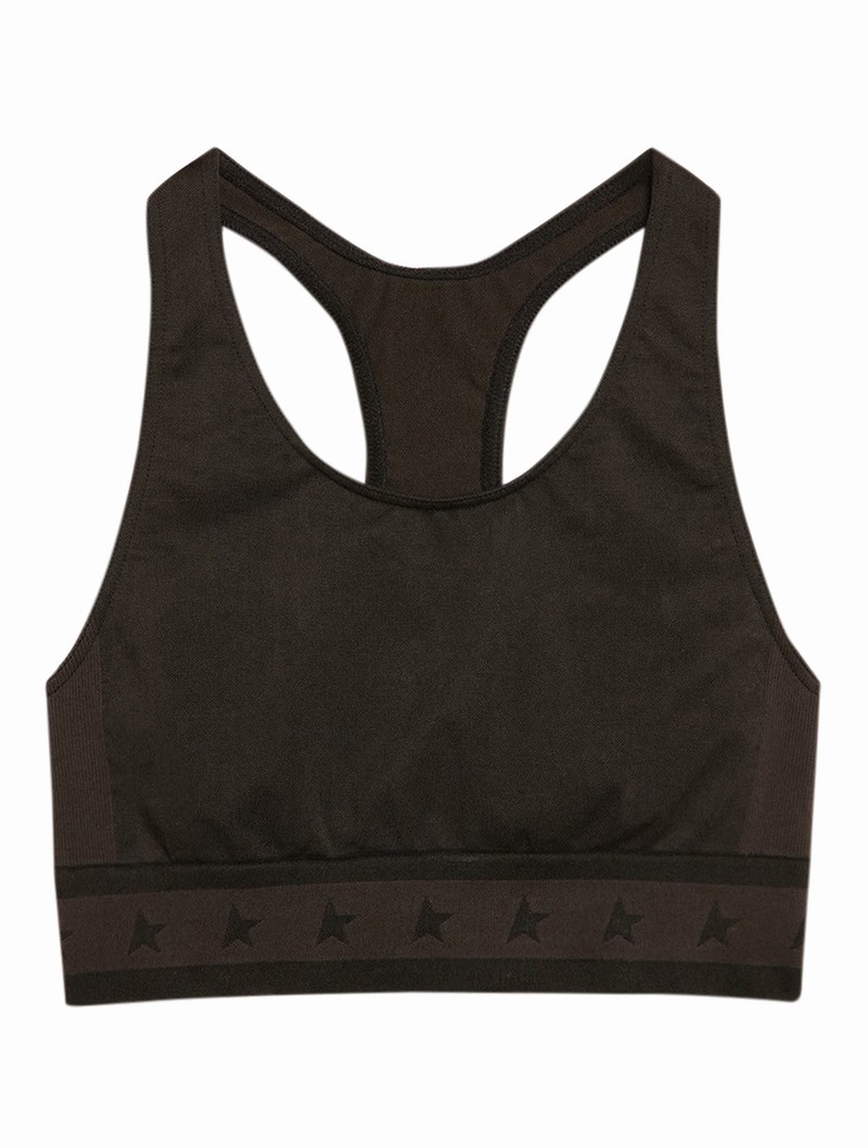 Star/ W`s Racerback Top Mixed Technical Yarn In Black Dark Grey