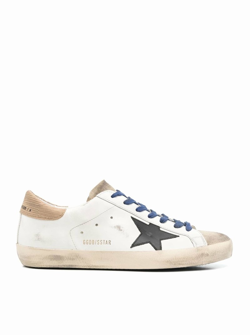 Super-star Leather Upper Suede Toe And Tejus Print Nabuk Heel In White Taupe Black Light Brown