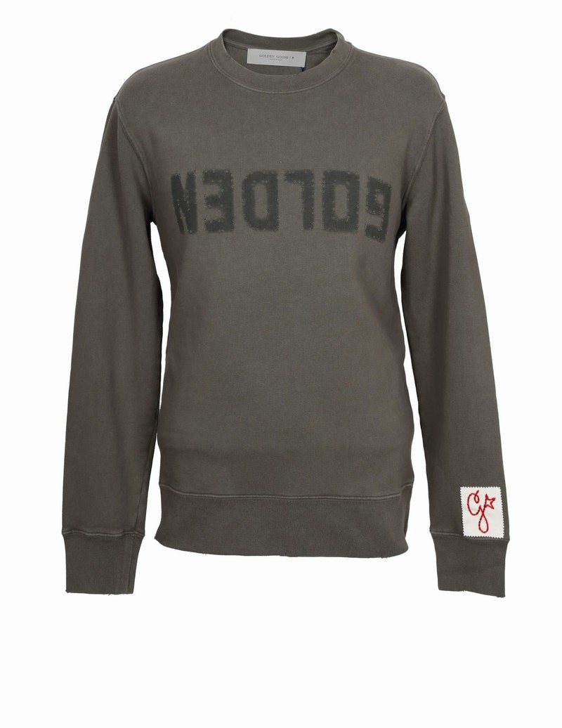 Cotton Sweatshirt With Logo In Grigio