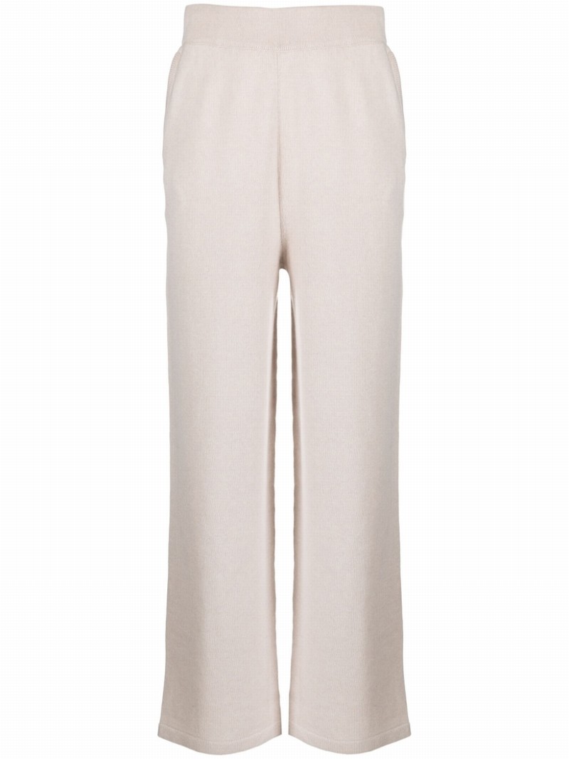 Straight-legged Knitted Trousers In Neutrals