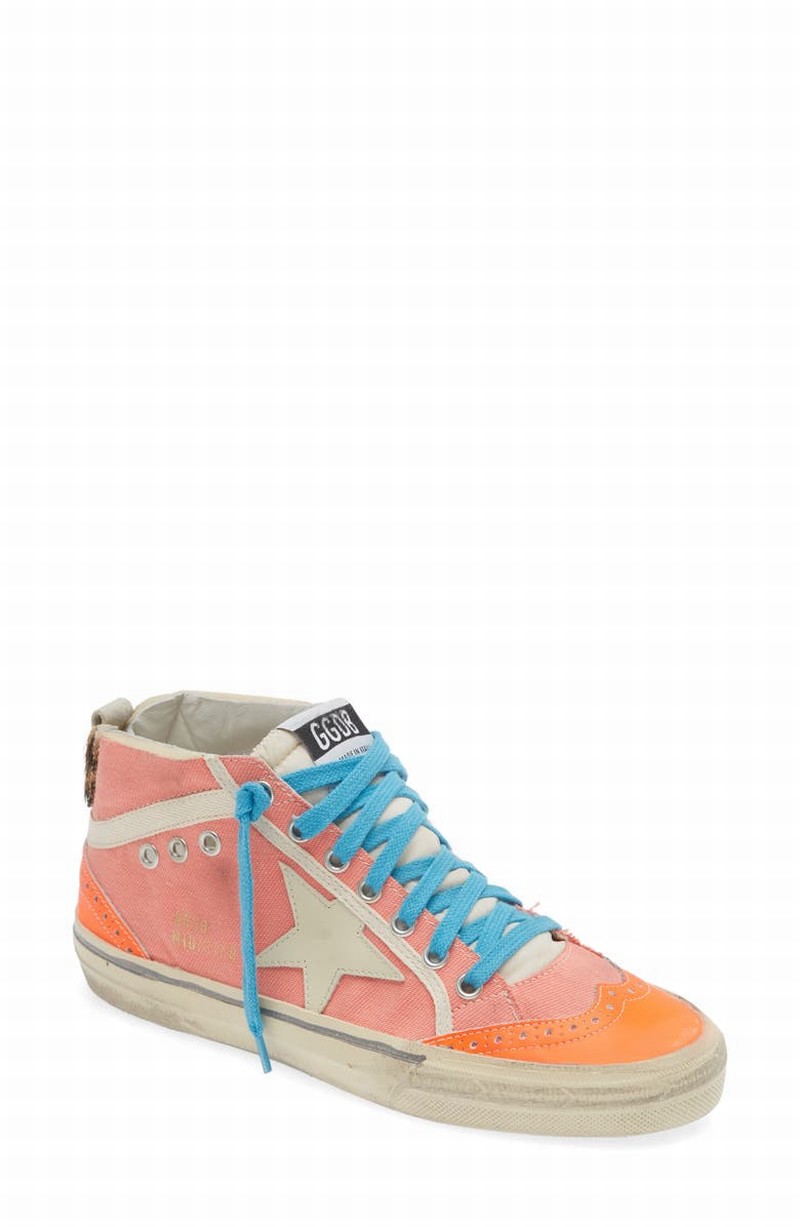 Mid Star Sneaker In Coral Red/ Salmon/ Ivory/ Leo