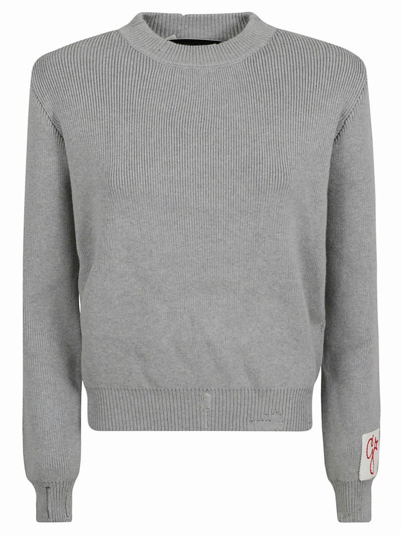 Ribbed Sweater In Grey Melange