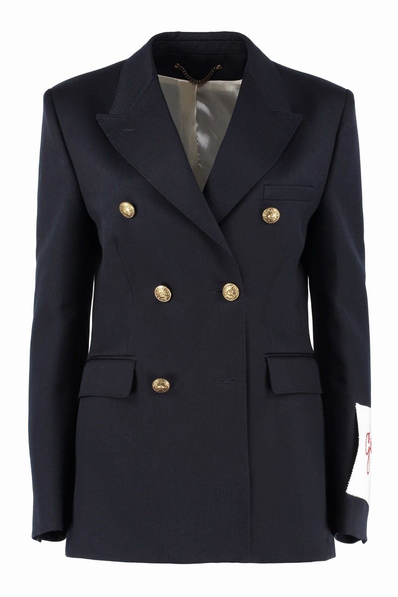 Dive Double-breasted Blazer In Dark Blue