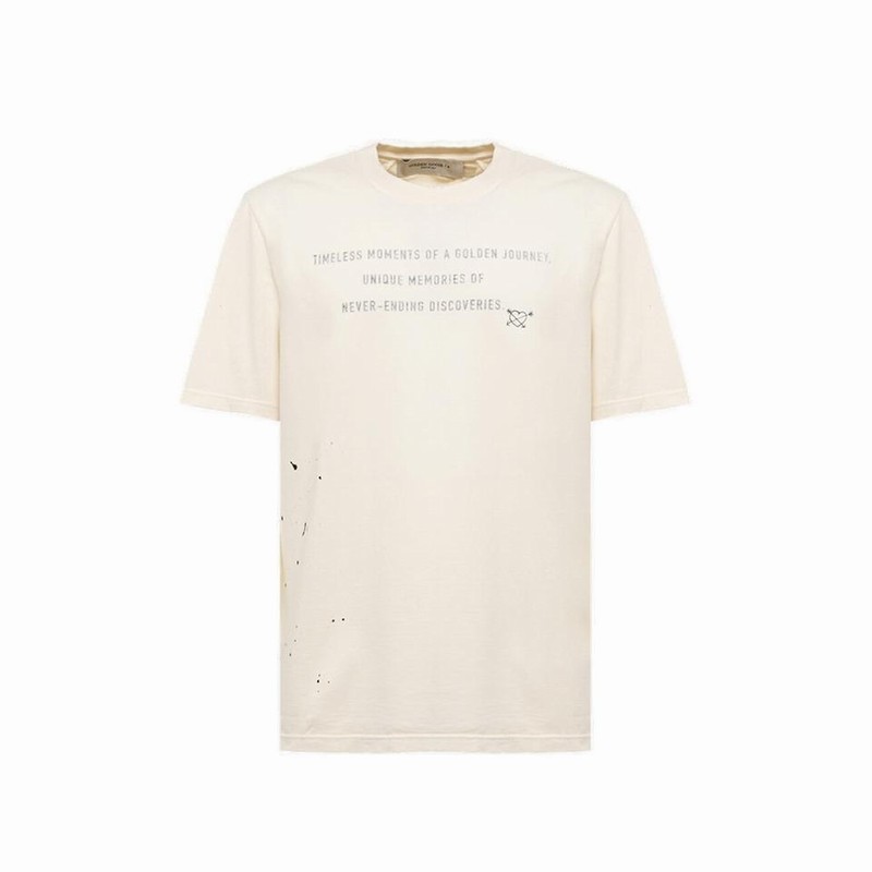 Slogan Printed Crewneck T-shirt In Bianco