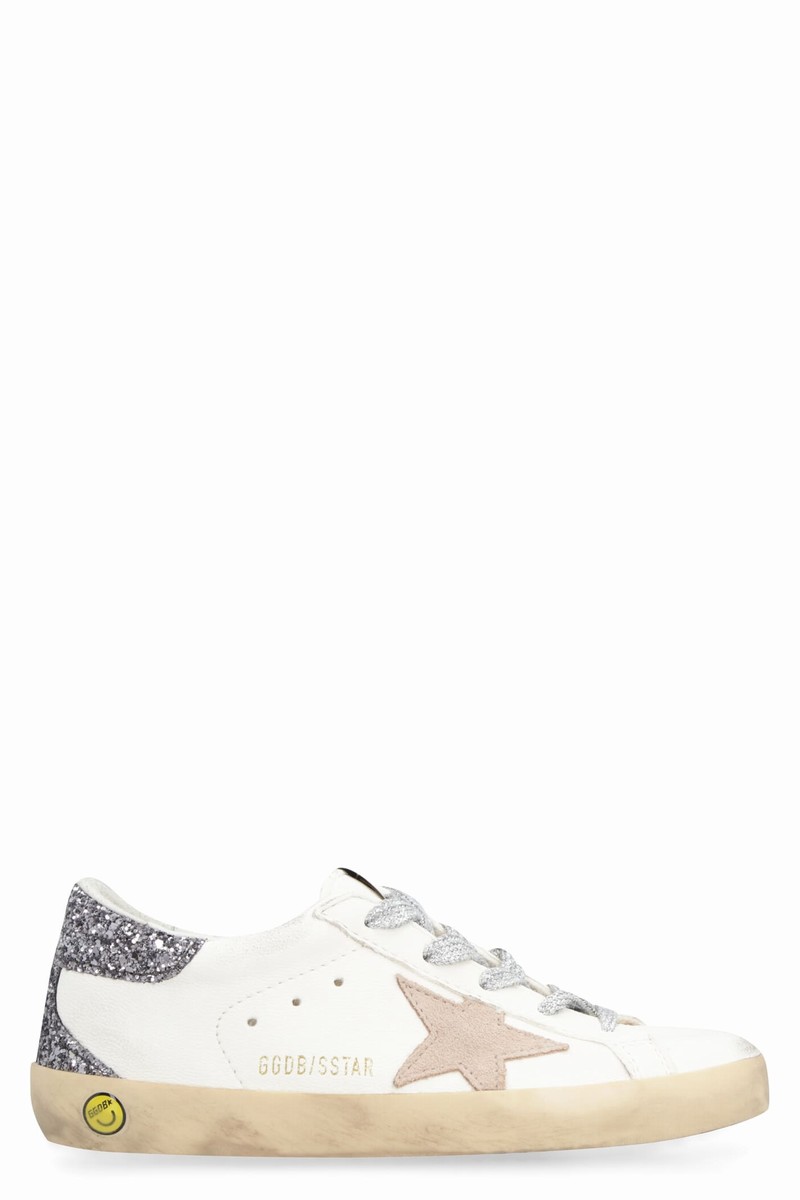 Kids' Super-star Leather Sneakers In White