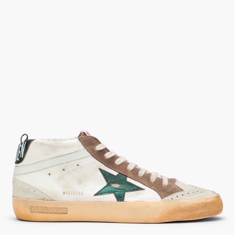 Deluxe Brand Mid Star White/green Leather Sneakers