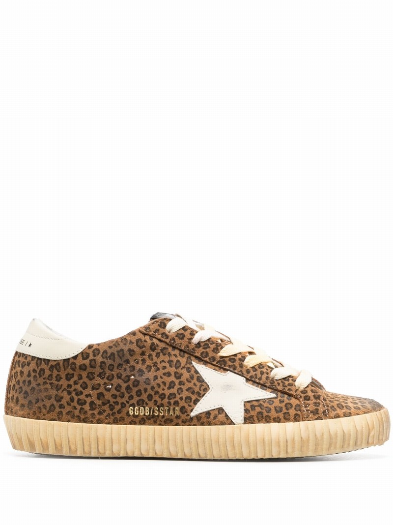 Brown Super-star Leopard Print Suede Sneakers