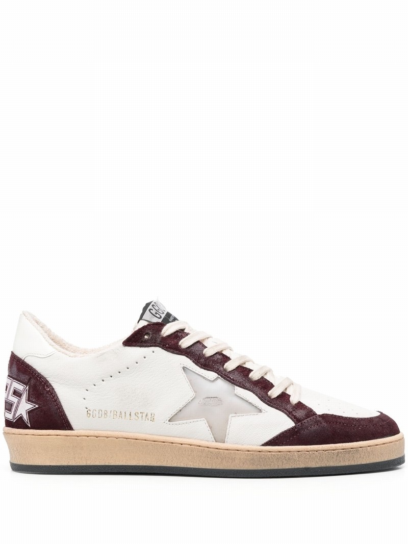 Men's Ballstar Leather And Suede Low-top Sneakers In Red Wine/white