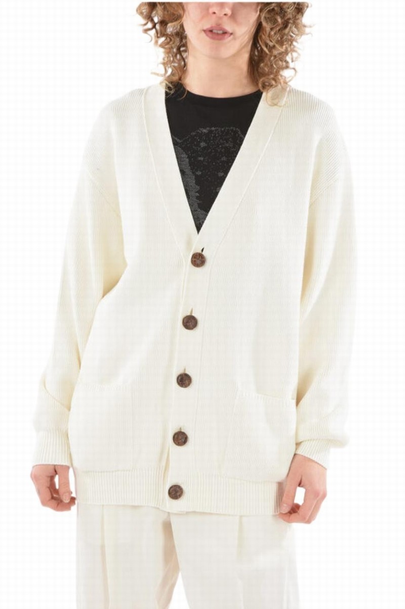 Women's White Cotton Cardigan