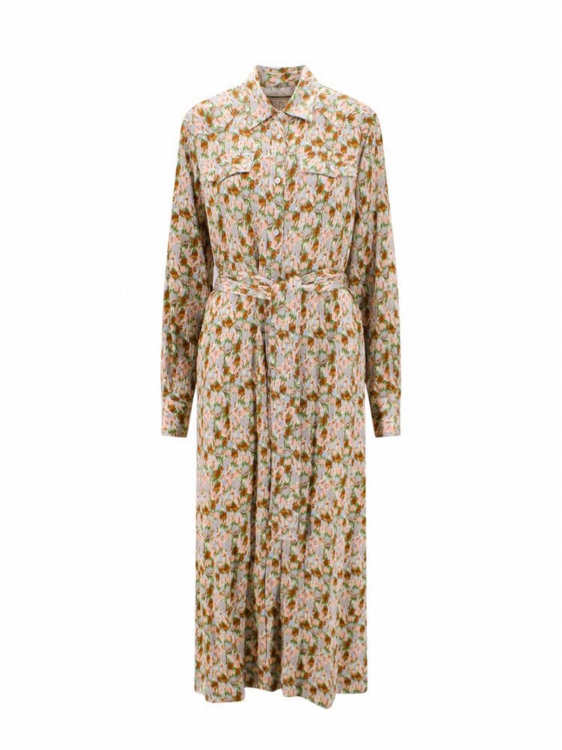 Deluxe Brand Floral Printed Midi Shirt Dress In Multi