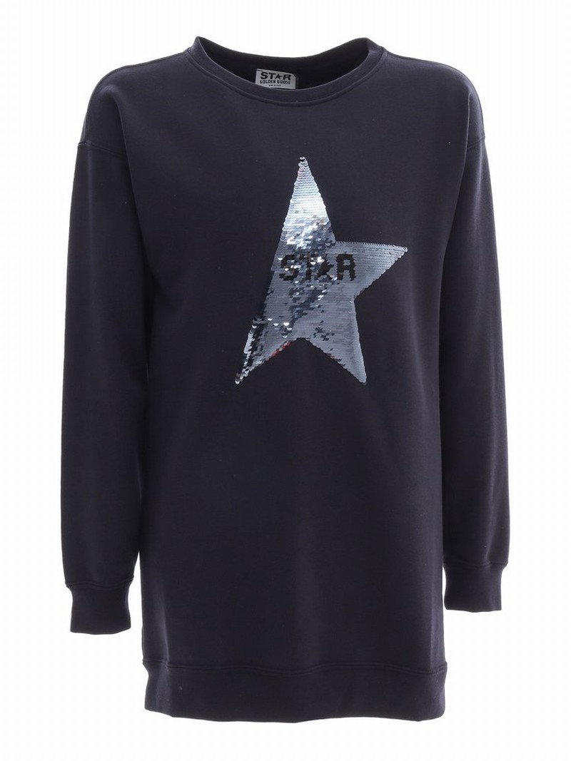 Kids Embellished Star Sweatshirt Dress In Blue