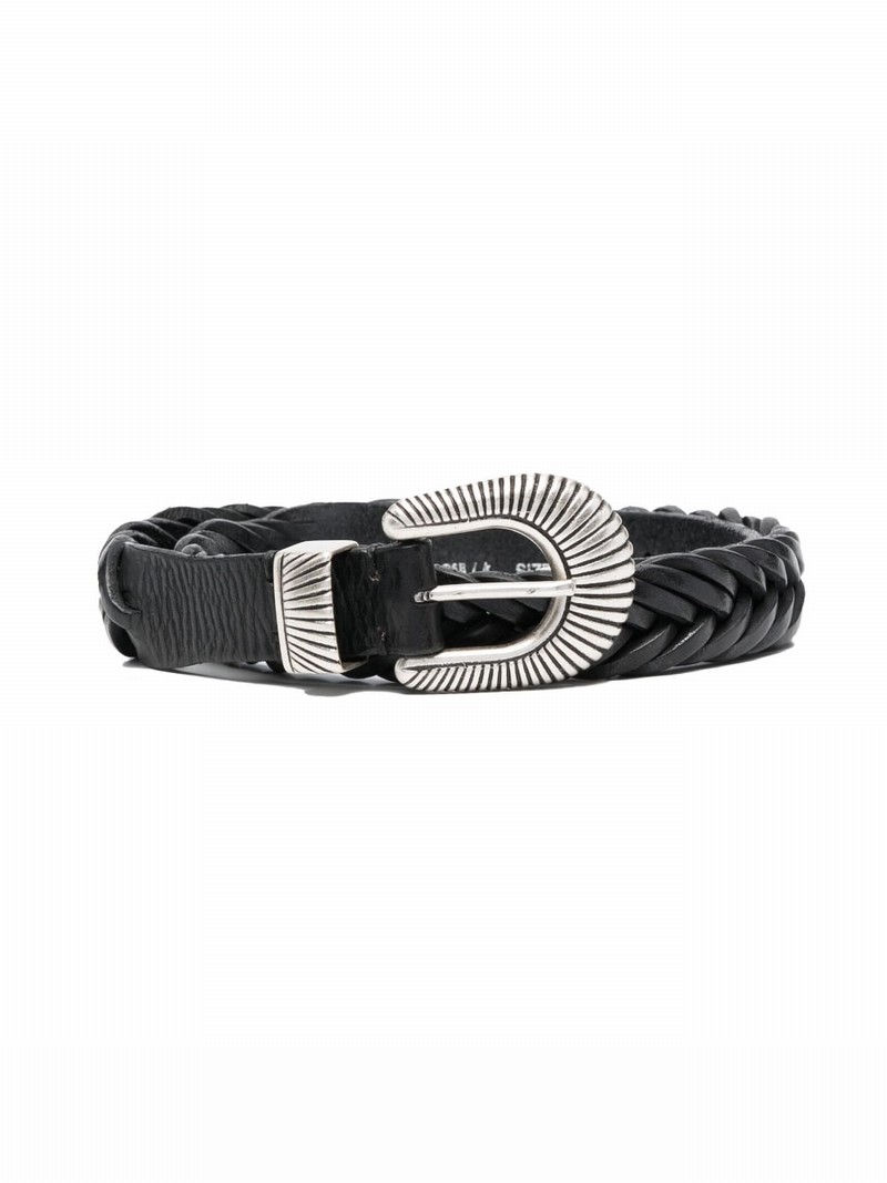 Braided Buckle-fastening Belt In Black