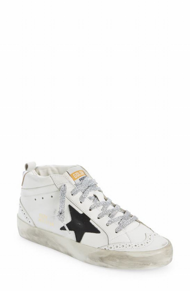 Mid Star Sneaker In White/ Black/ Silver