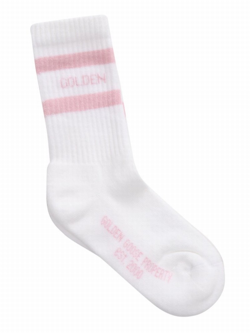 Kids Logo Stripe Intarsia Socks In White