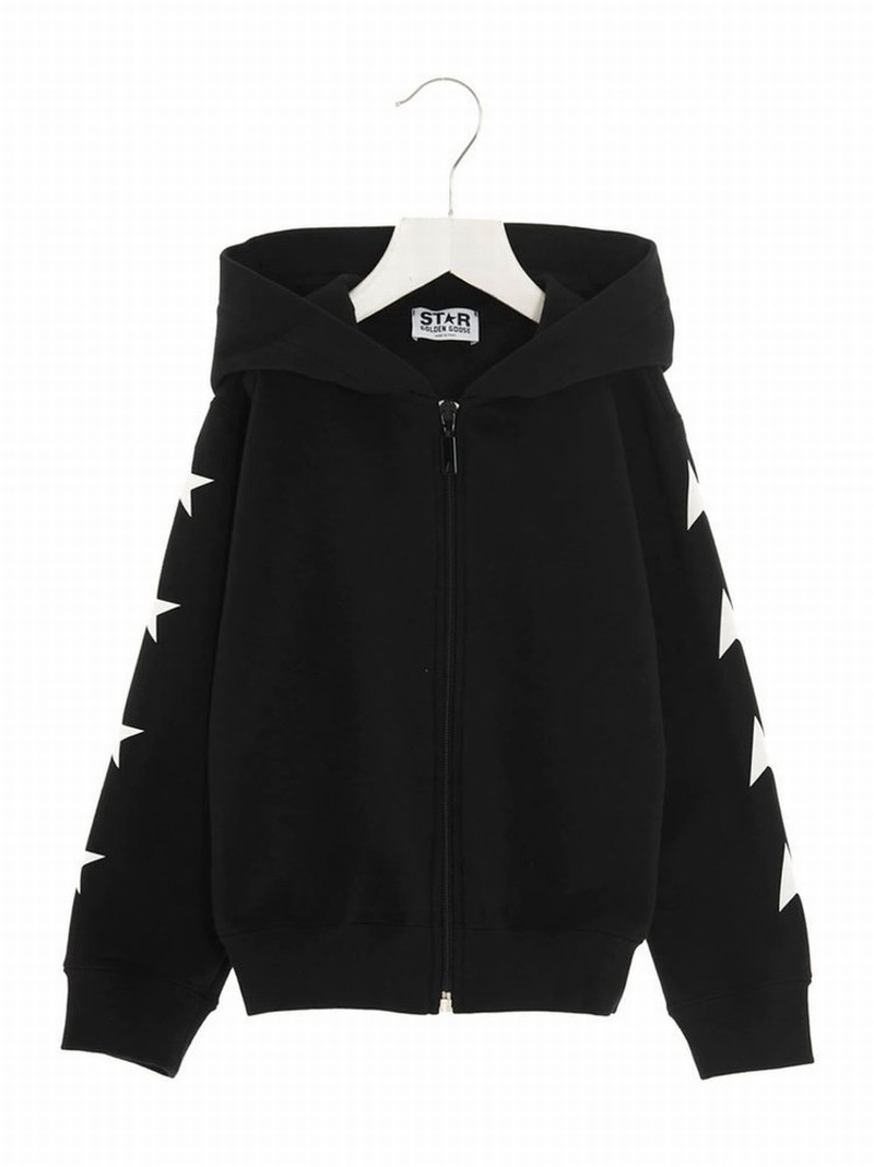 Kids Star Printed Zip In Black