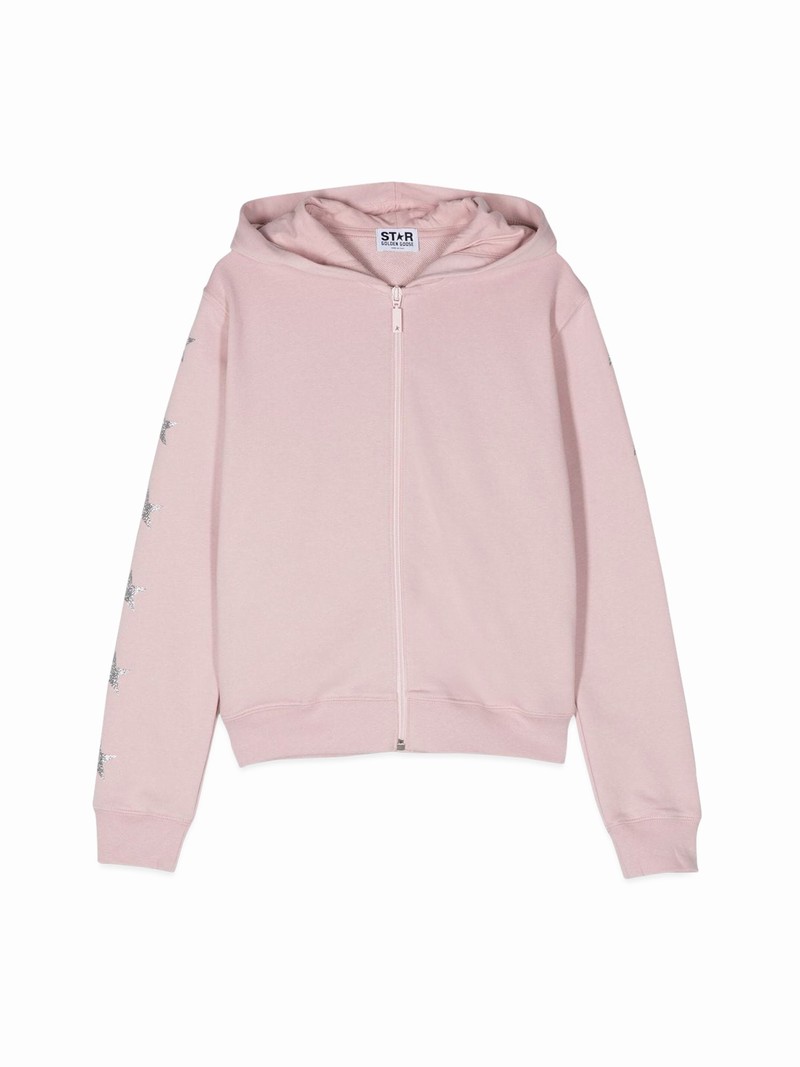 Zipped Hoodie Glitter Multistar In Pink