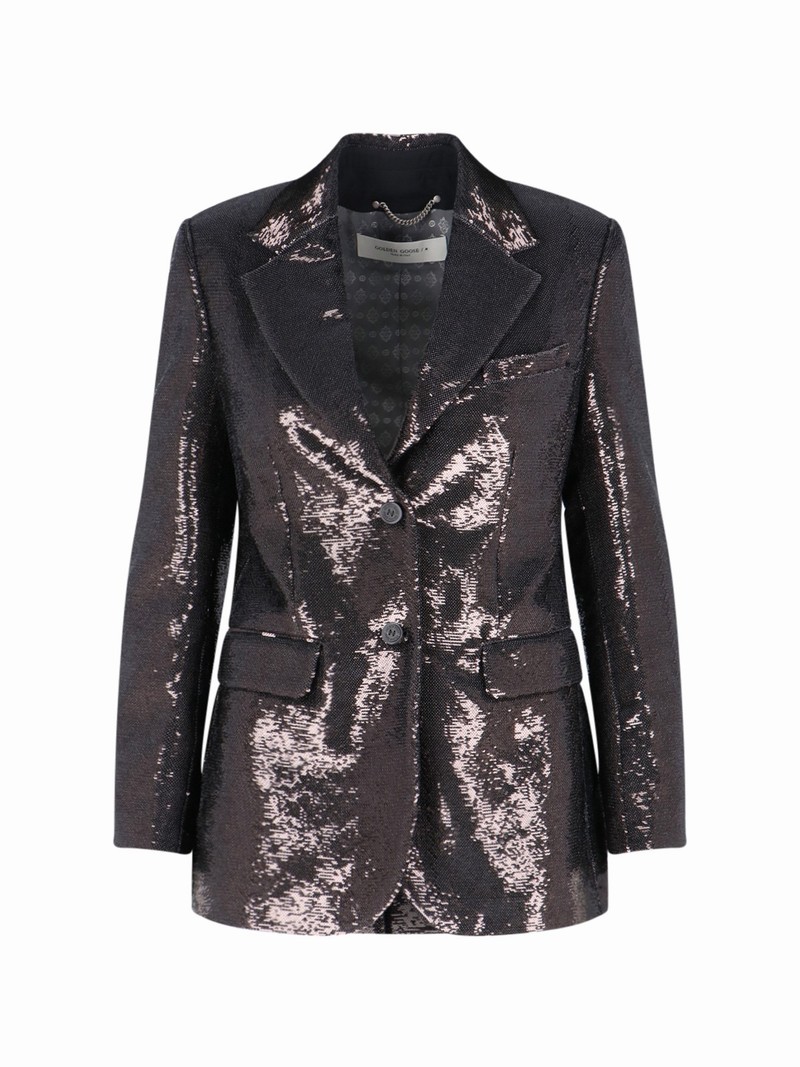 Sequin Single Breast Blazer Jacket In Grigio