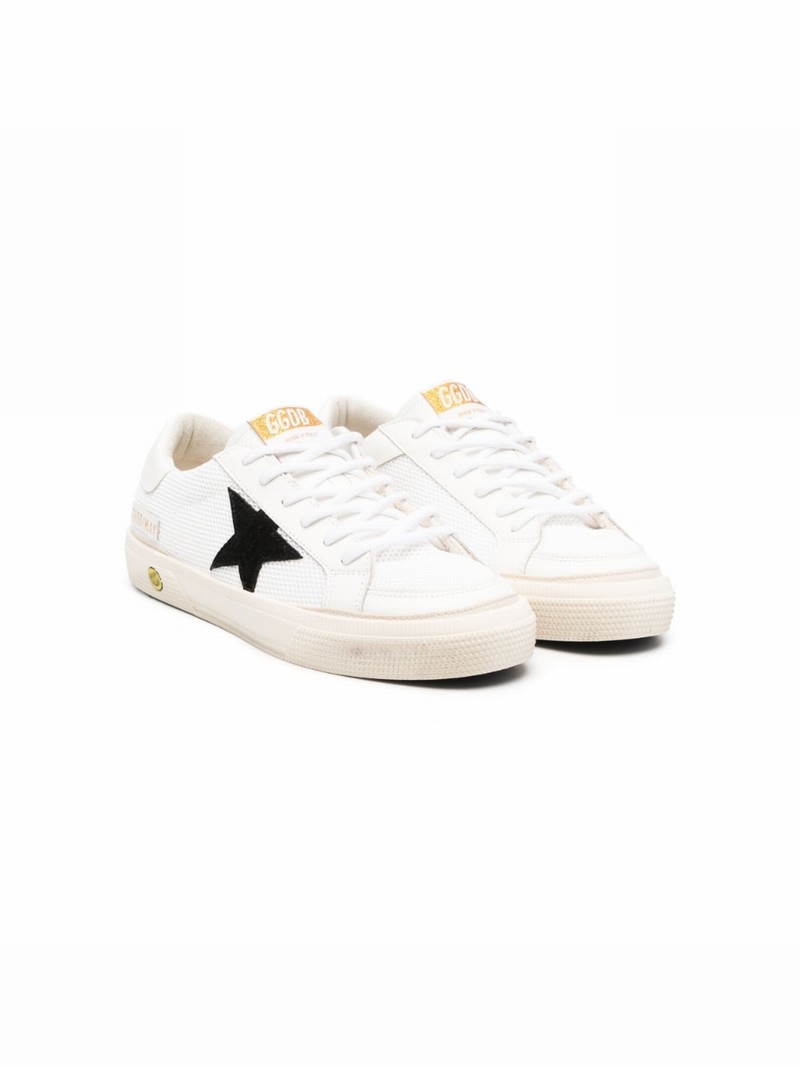 Kids' Star-motif Mesh Sneakers In White