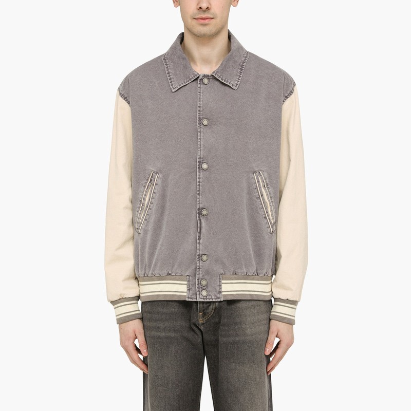 Deluxe Brand Lilac Grey/marzipan Cotton Bomber Jacket In Gray