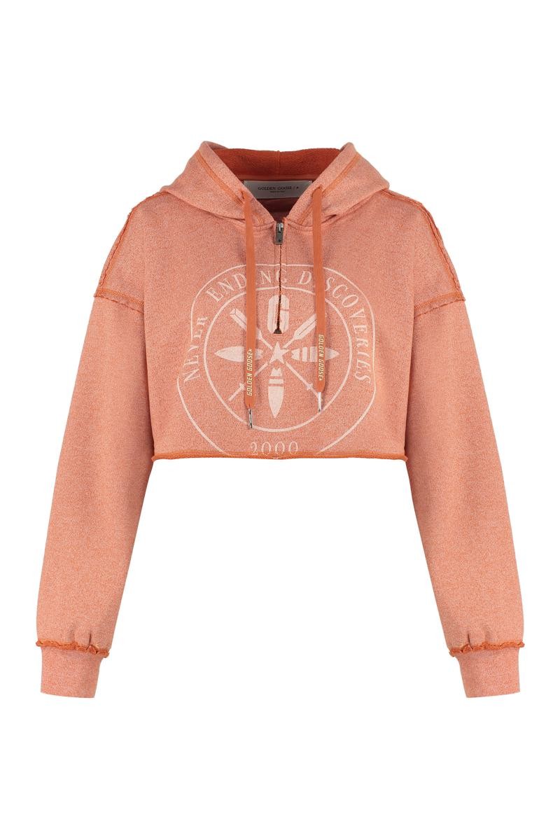 Emy Cropped Hoodie In Orange