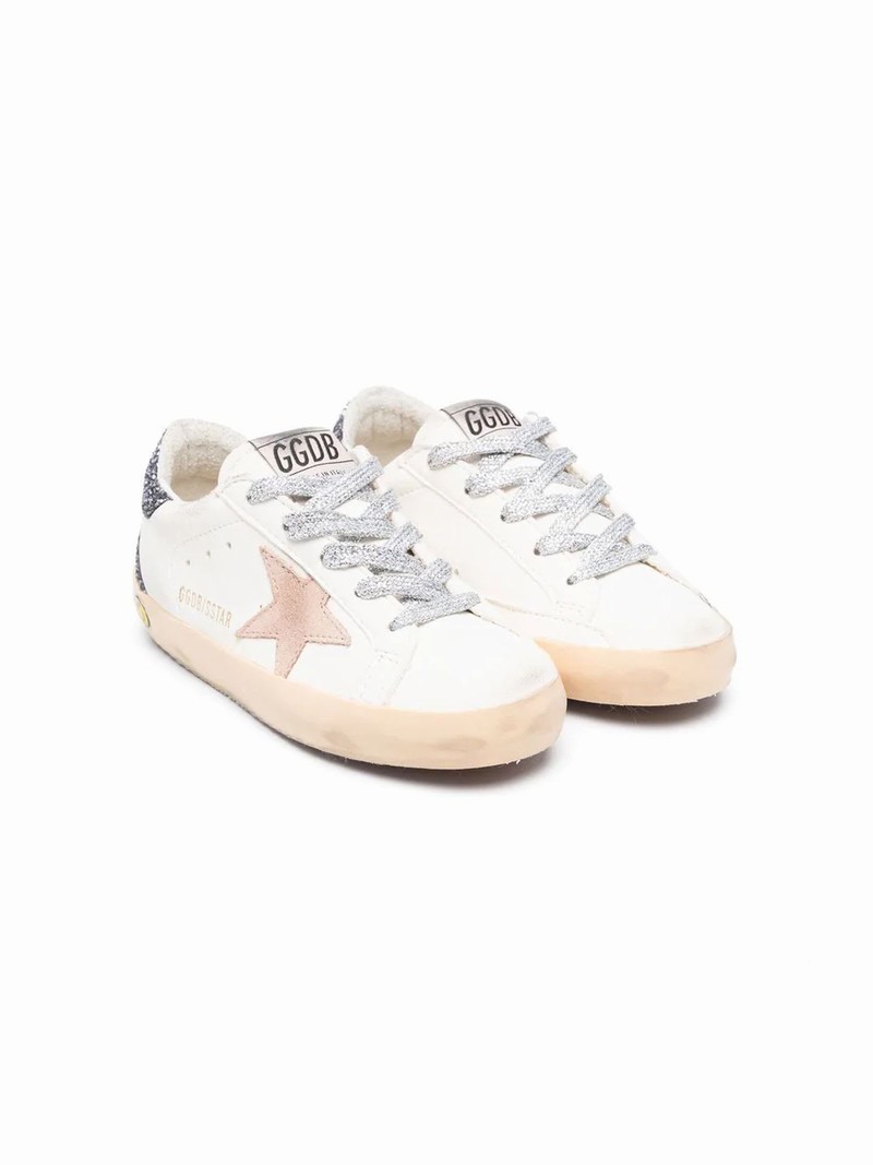 Kids' White Leather Sneakers In Bianco+beige