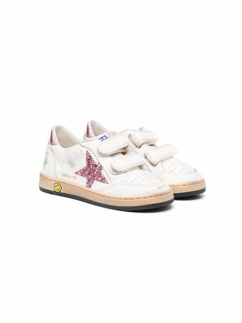 Kids' Ballstar Touch-strap Sneakers In White