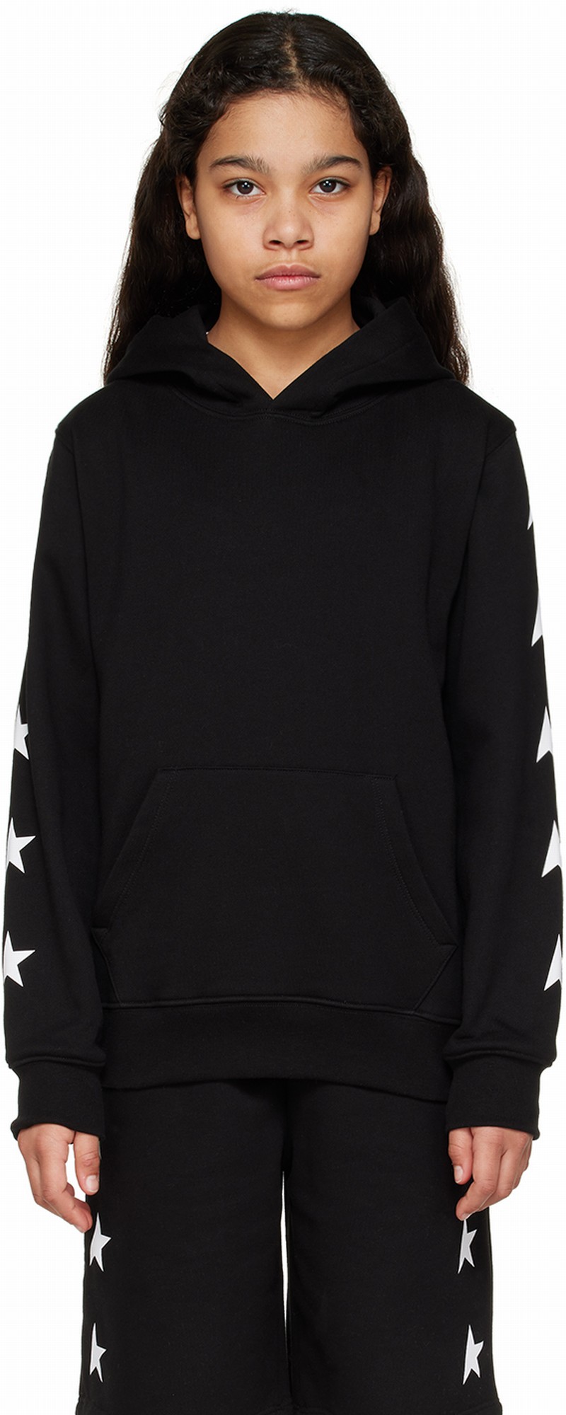 Kids Black Multi Star Hoodie In 80203 Black/white