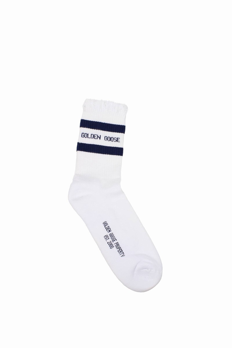 Socks Cotton White Blue