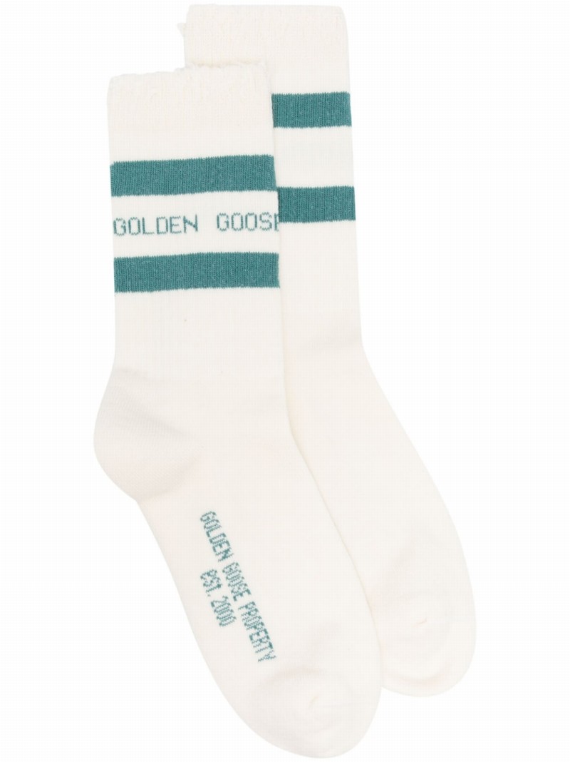 Logo-embroidered Socks In Neutrals