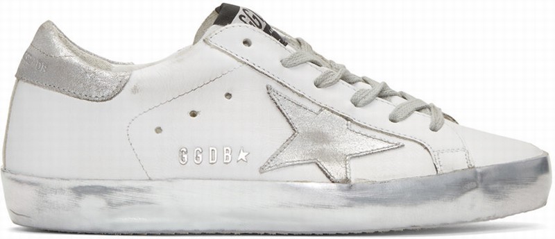 Superstar Distressed Leather Sneakers In White/silver