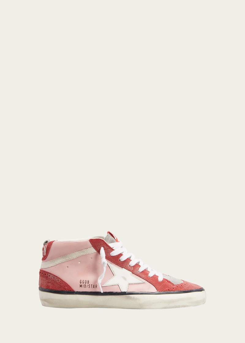 Mid Star Colorblock Wing-tip Sneakers In Antique Pinkredwh